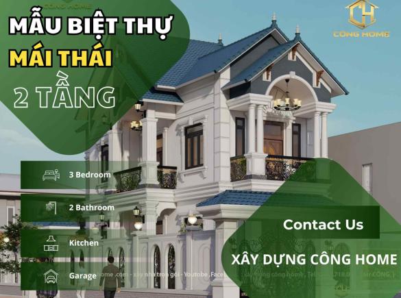Mẫu biệt thự m&aacute;i Th&aacute;i 2 mặt tiền 7x23 kiến tr&uacute;c hiện đại, sang trọng v&agrave; đẳng cấp