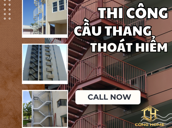Nhận thi c&ocirc;ng cầu thang tho&aacute;t hiểm ngo&agrave;i trời cho chung cư, t&ograve;a nh&agrave;, trung t&acirc;m thương mại, nh&agrave; h&agrave;ng, qu&aacute;n c&agrave; ph&ecirc;