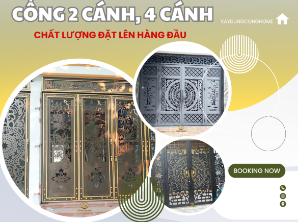 Chi&ecirc;m ngưỡng cửa cổng 2 c&aacute;nh, 4 c&aacute;nh đẹp mắt, sang trọng v&agrave; hiện đại khi thi c&ocirc;ng nh&agrave; cửa