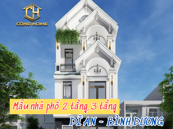 Mẫu nh&agrave; phố m&aacute;i th&aacute;i 2 tầng, 3 tầng đẹp si&ecirc;u đẹp tại Dĩ An B&igrave;nh Dương