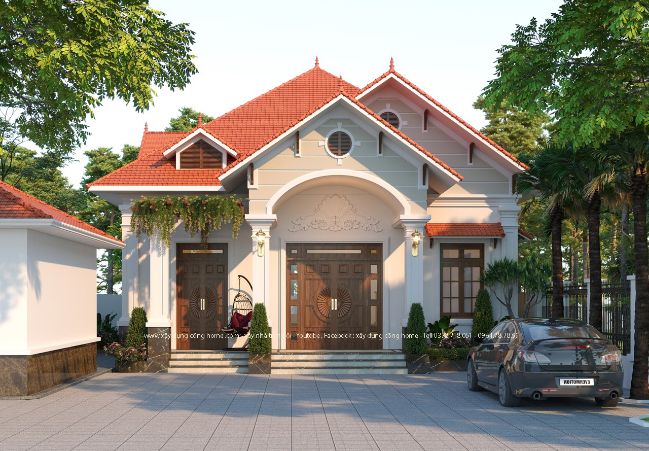 nhà mái thái sân vườn 1 tầng