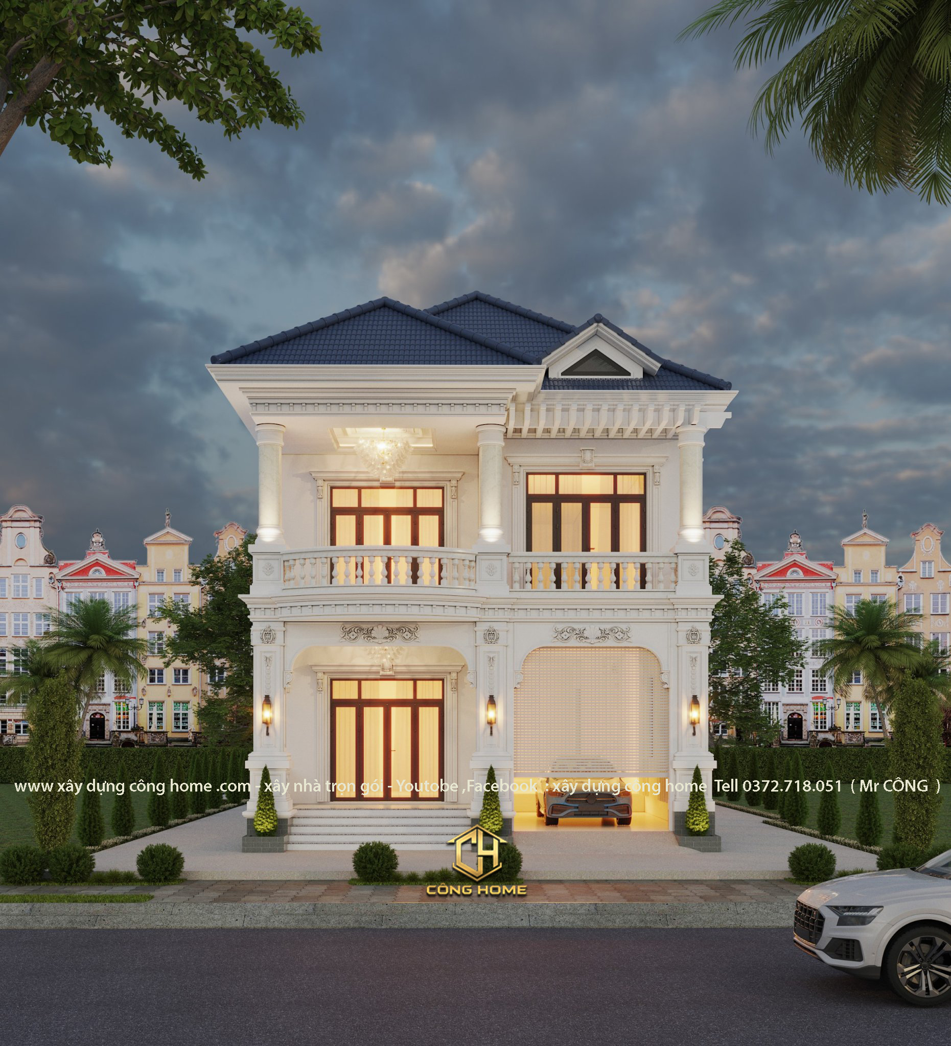 biệt thự mái nhật 2 tầng mặt tiền 8m 