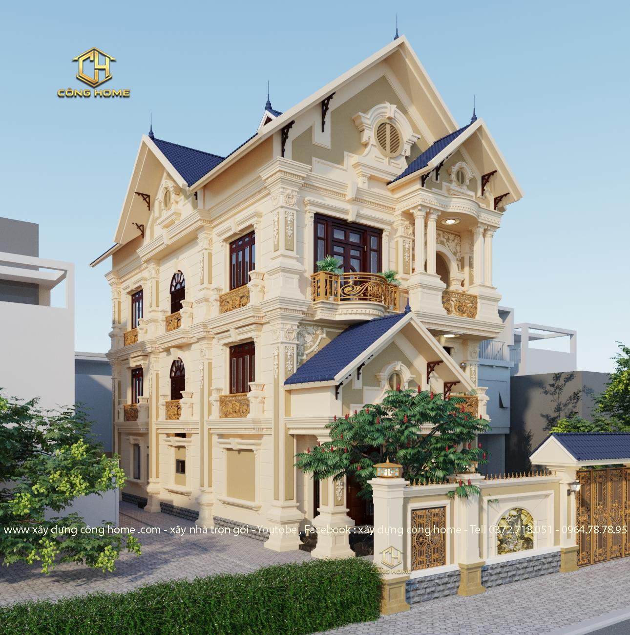 biệt thự mái thái 3 tầng