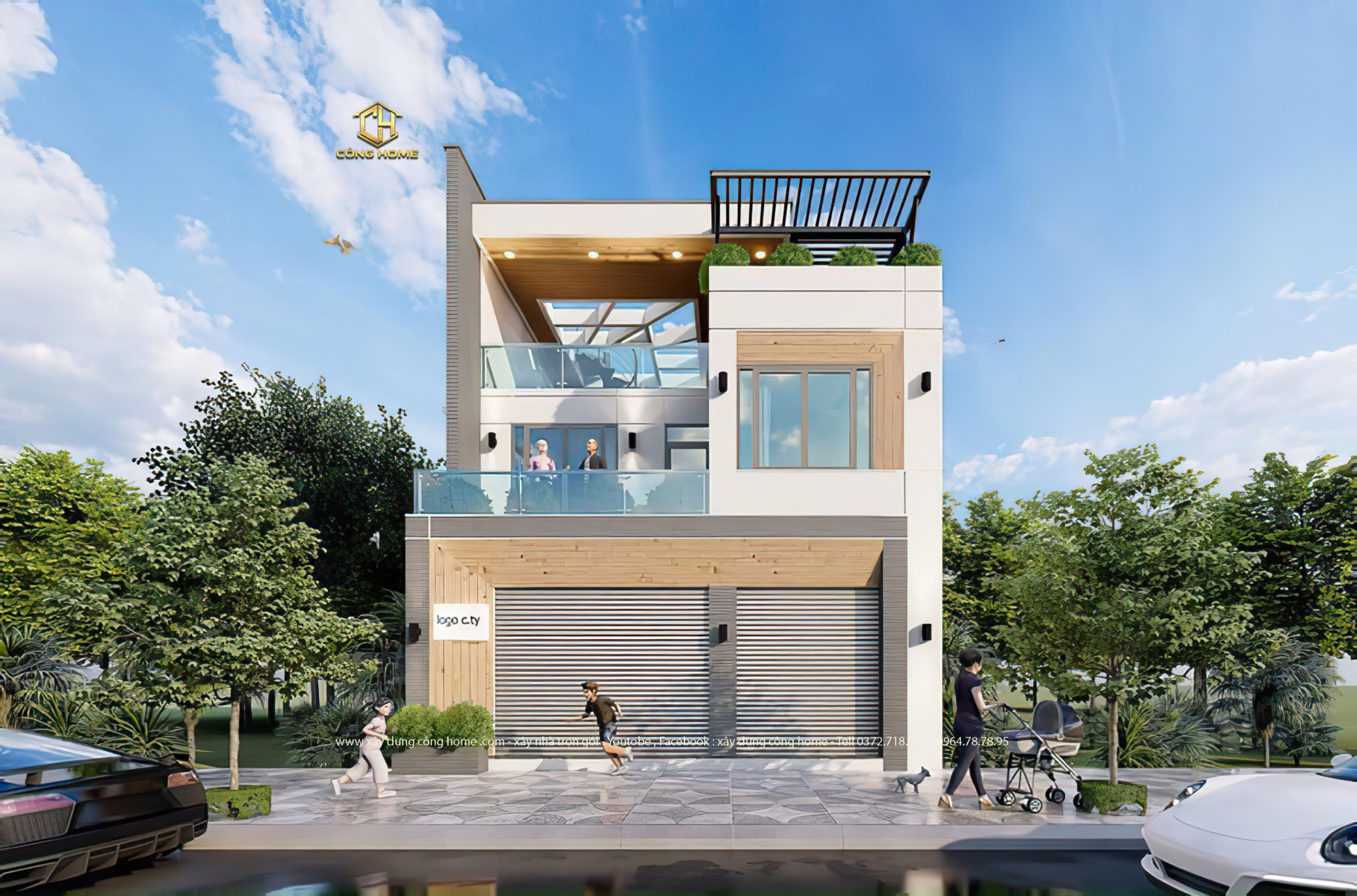 nhà phố hiện đại 2 tầng