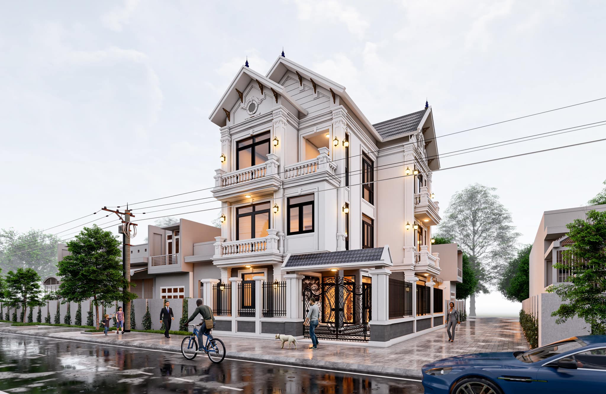 biệt thự 2 tầng mái thái