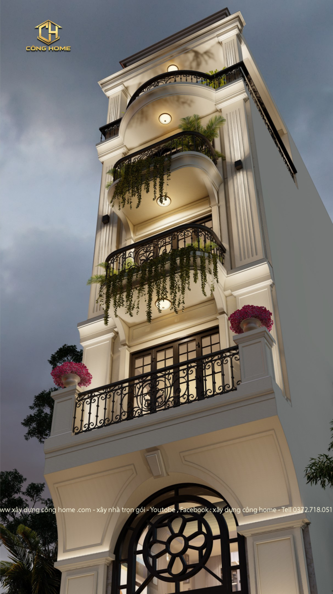 biệt thự phố 5 tầng tân cổ điển 