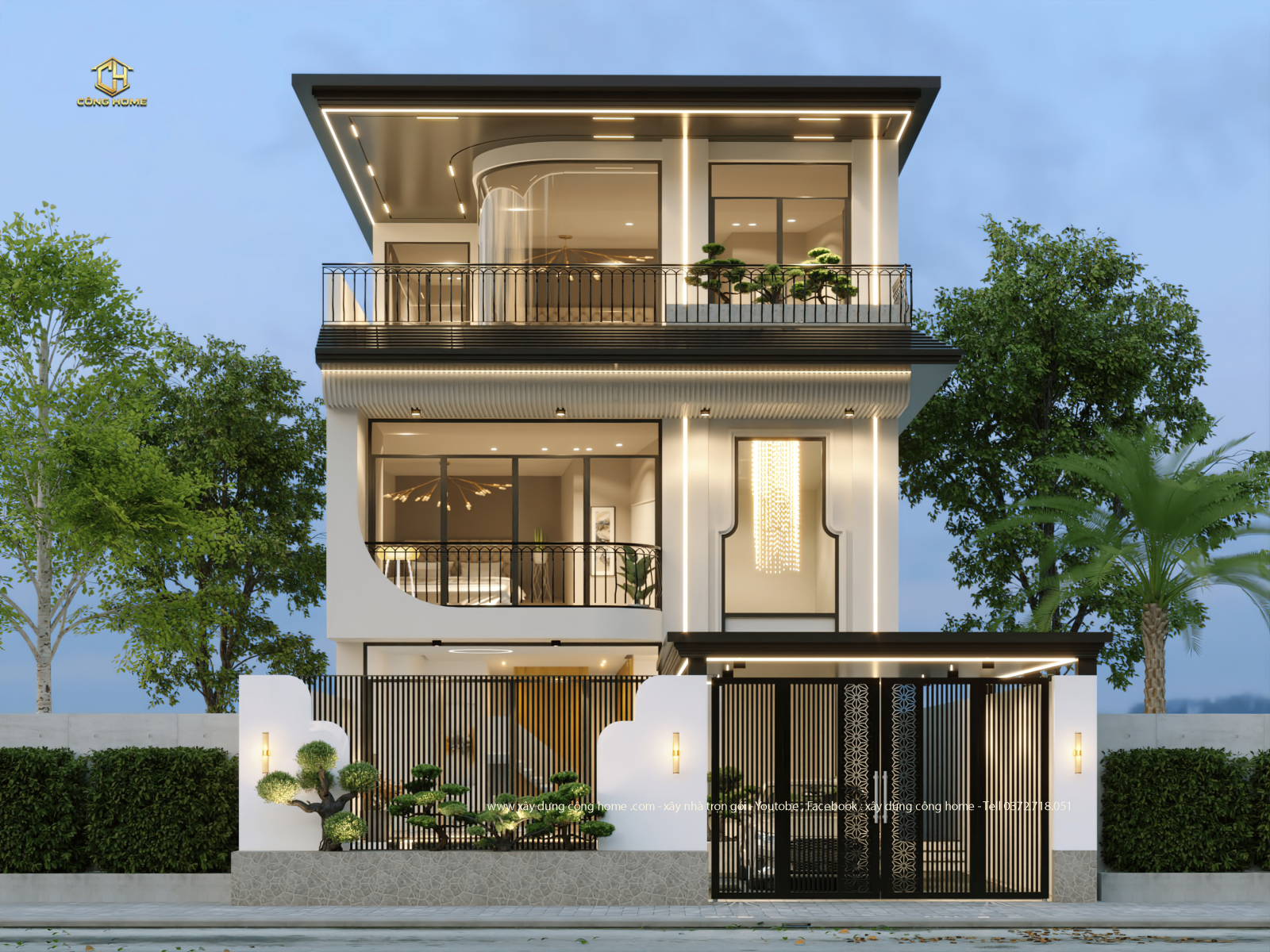 Villa hiện đại 3 tầng - mặt tiền 8m
