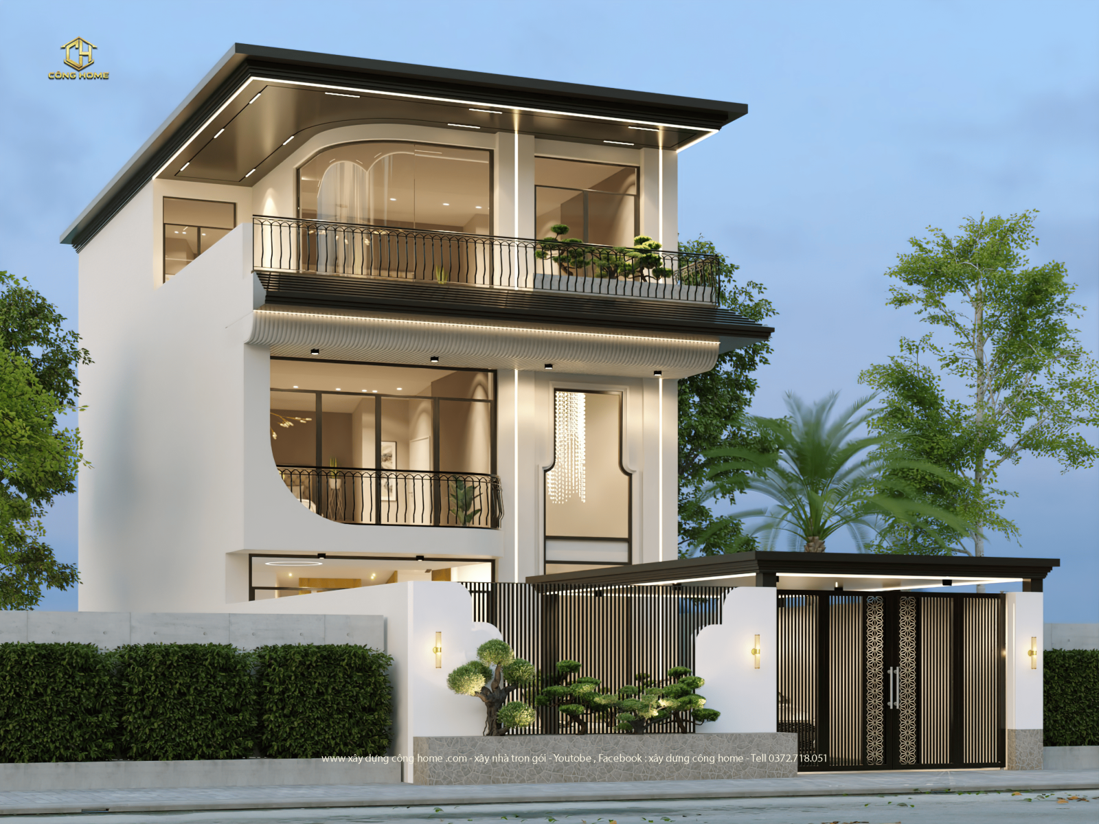 Villa hiện đại 3 tầng - mặt tiền 8m