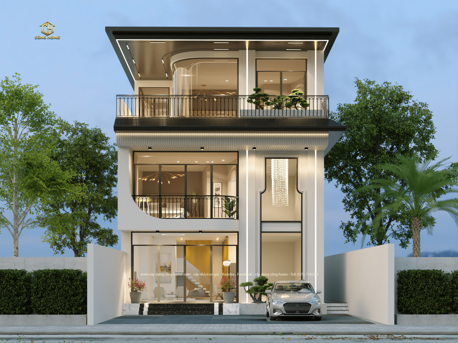 Villa hiện đại 3 tầng - mặt tiền 8m