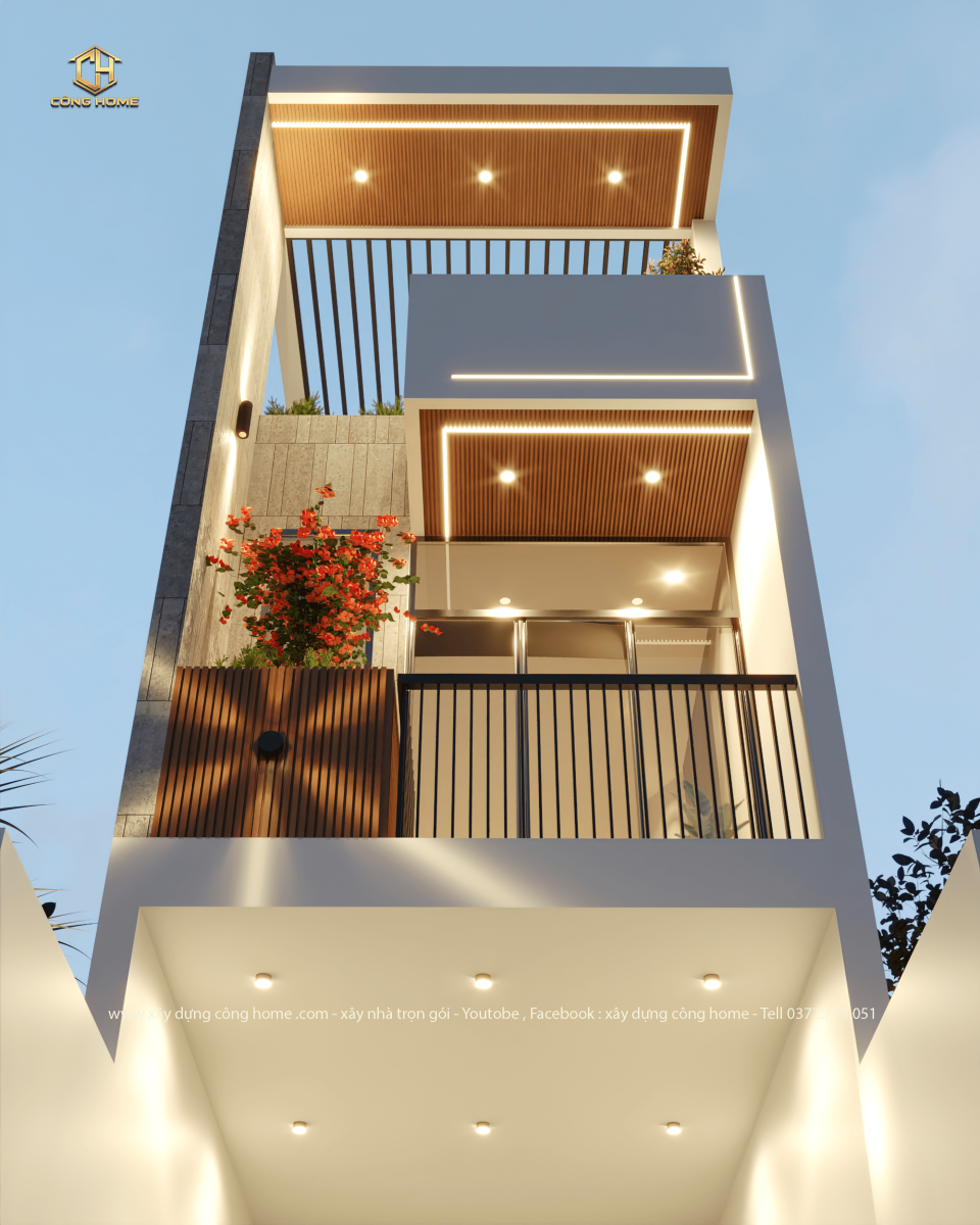 nhà phố hiện đại 3 tầng mặt tiền 5 m