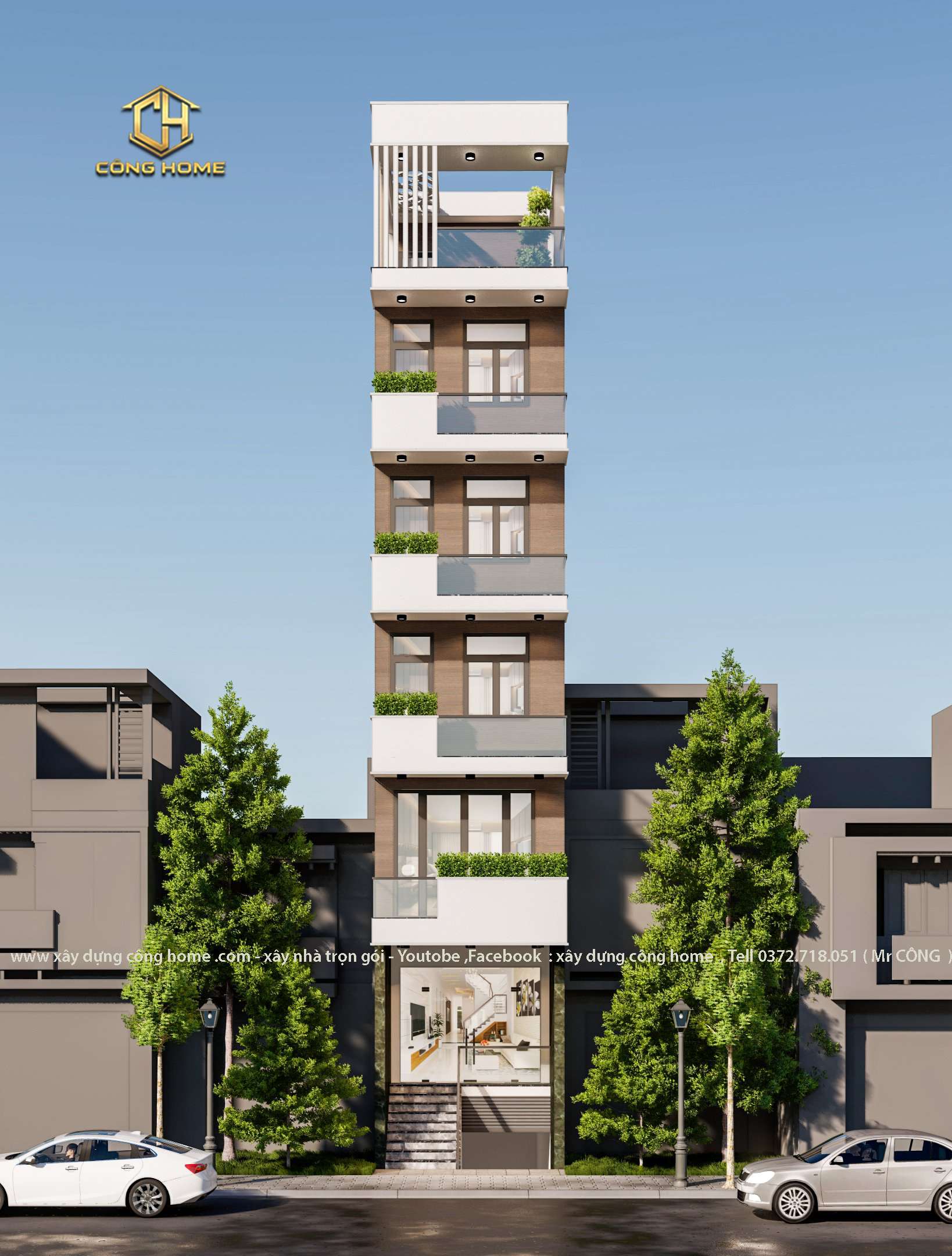 nhà phố hiện đại 4 tầng