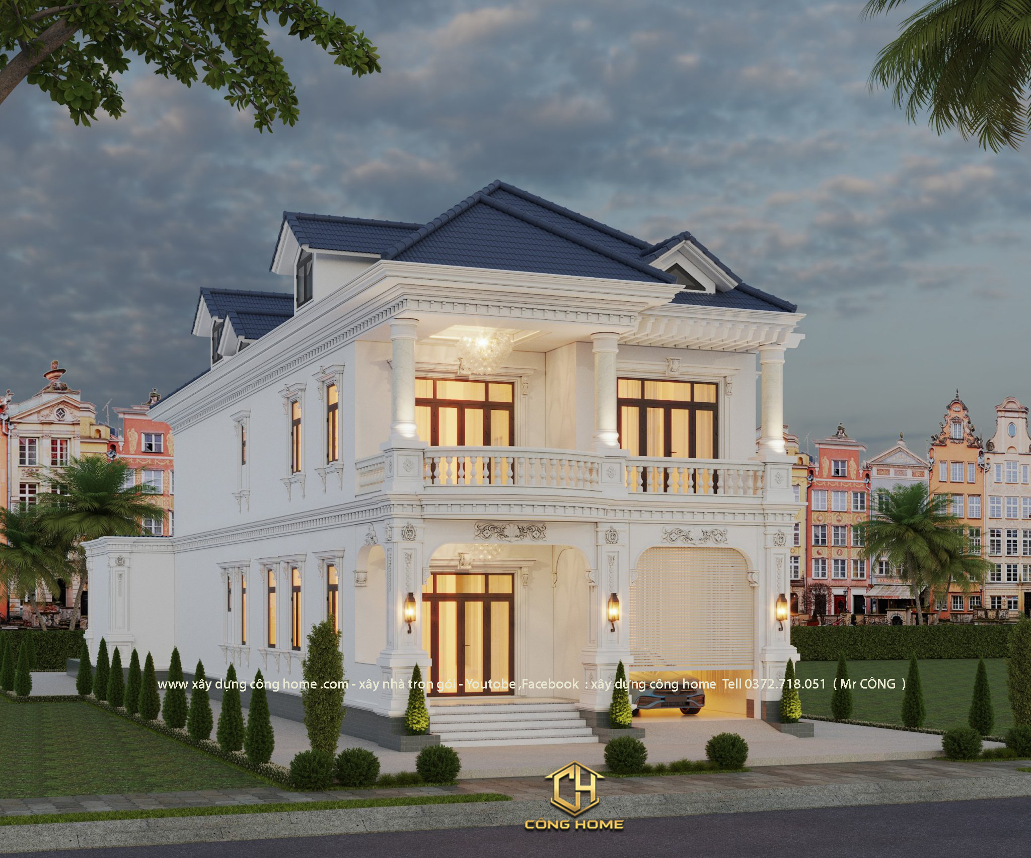 biệt thự mái nhật 2 tầng mặt tiền 8m 