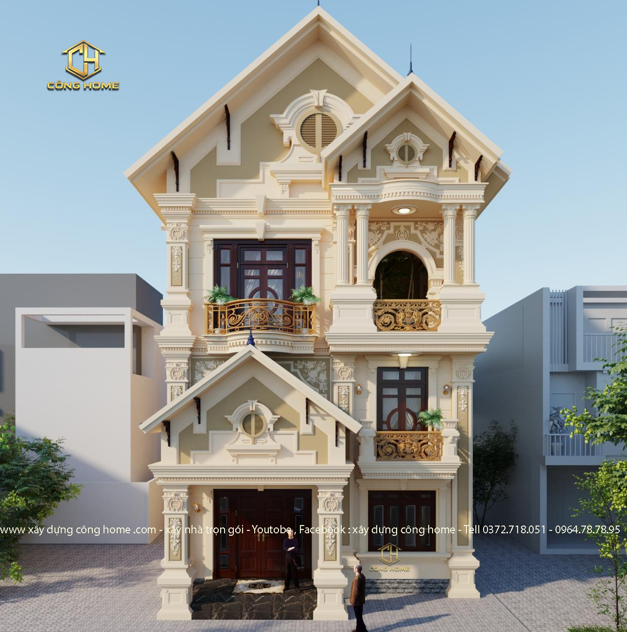 biệt thự 2 tầng mái thái