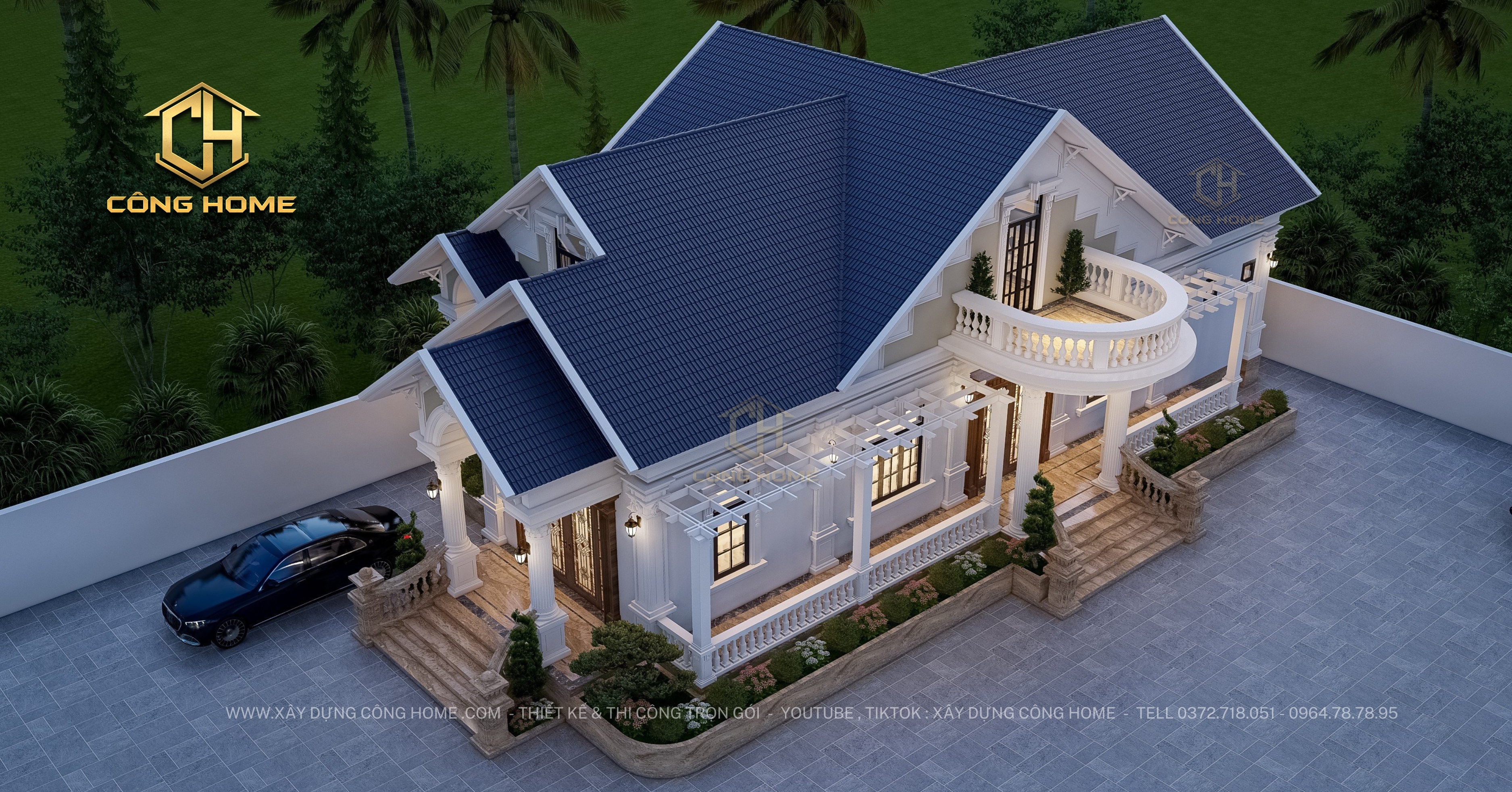 biệt thự vườn mái thái tân cổ điển 