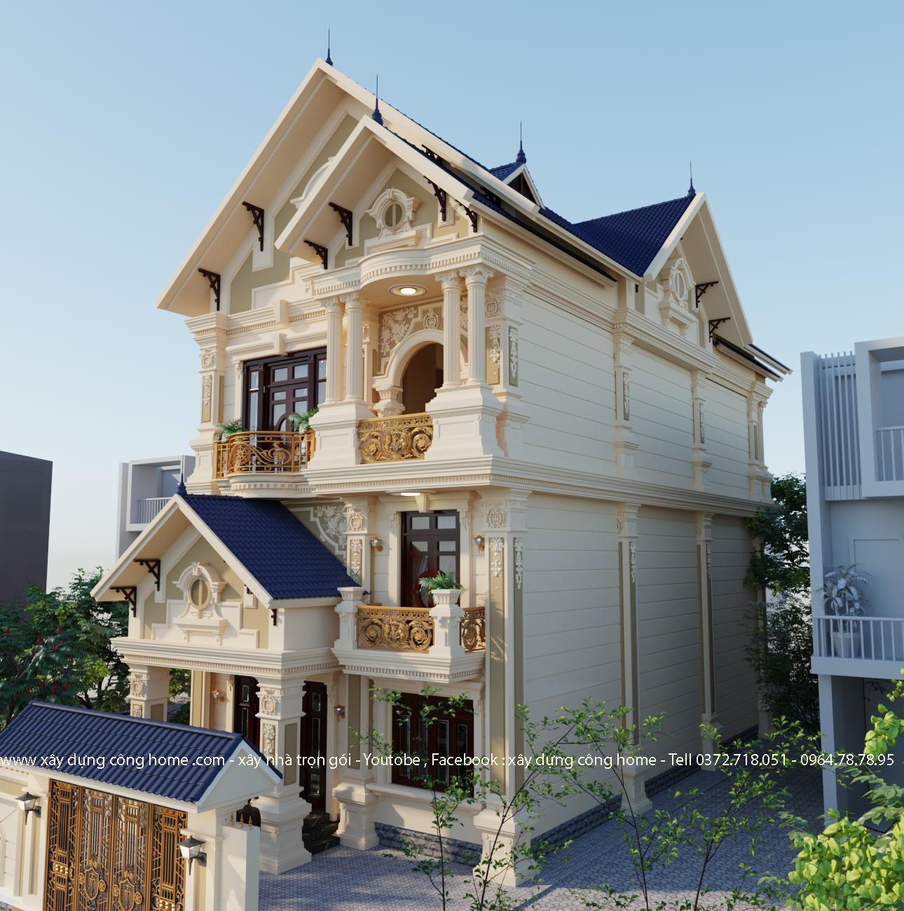 biệt thự mái thái 3 tầng