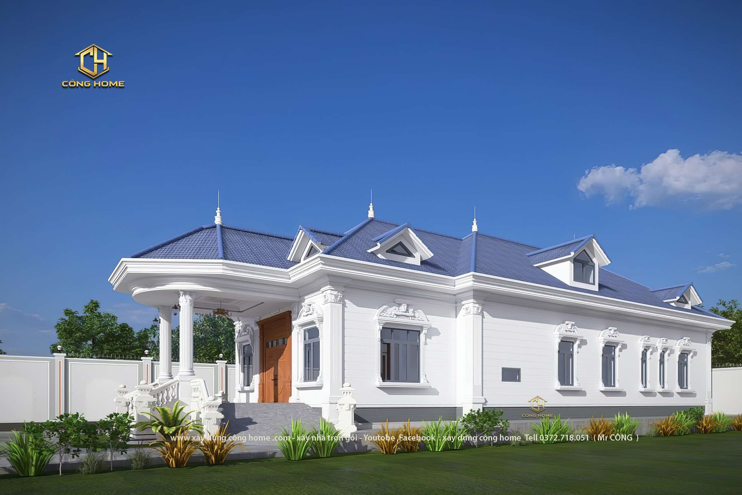 nhà vườn mái nhật 1 tầng 
