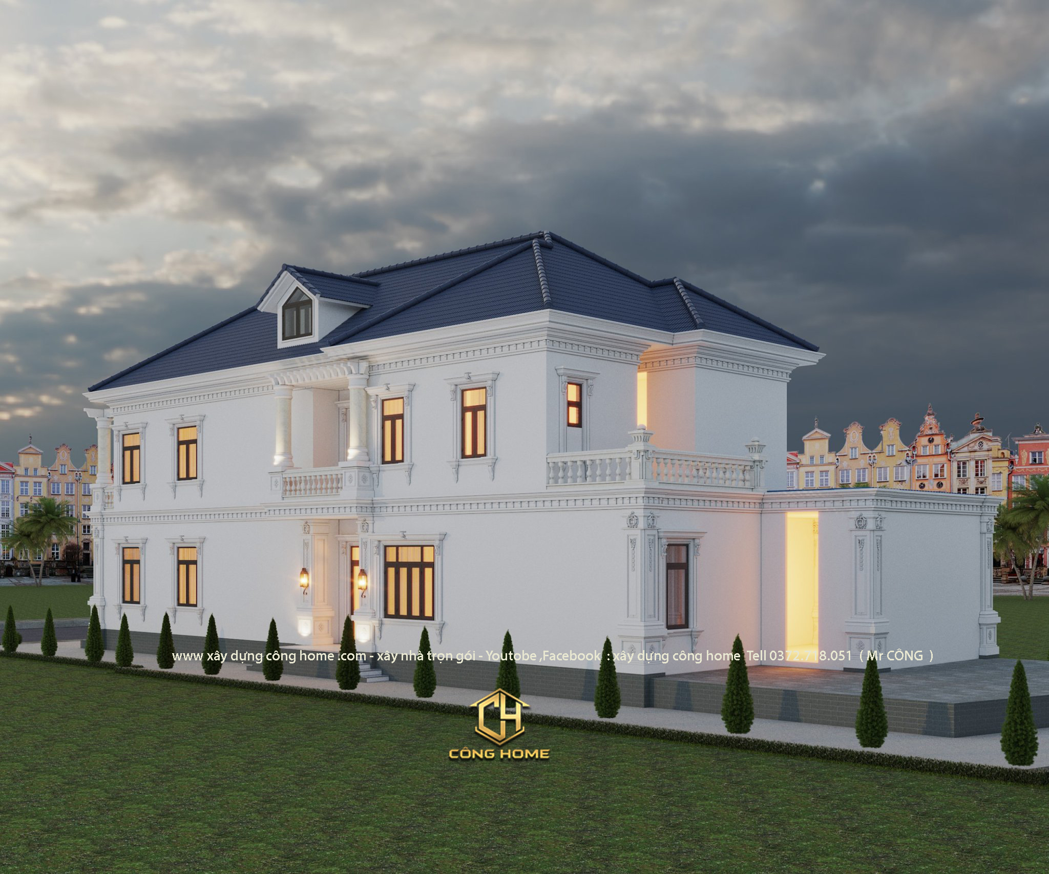 biệt thự mái nhật 2 tầng mặt tiền 8m 
