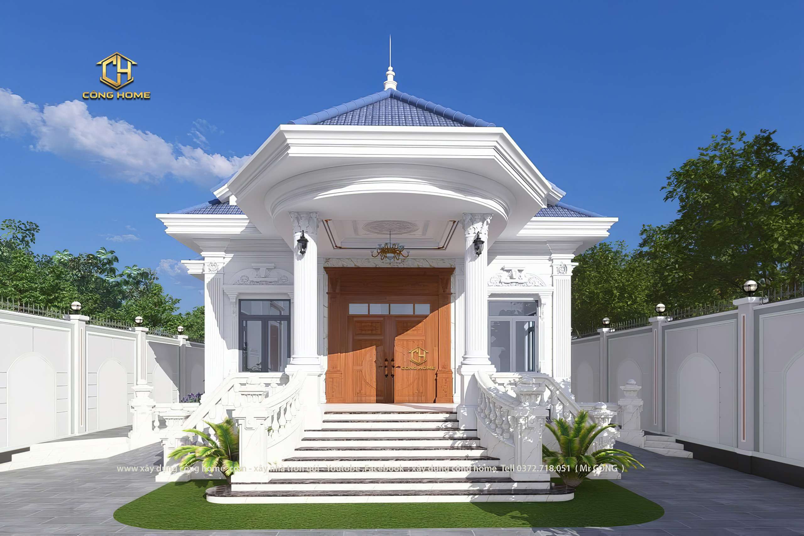 nhà vườn mái nhật 1 tầng 