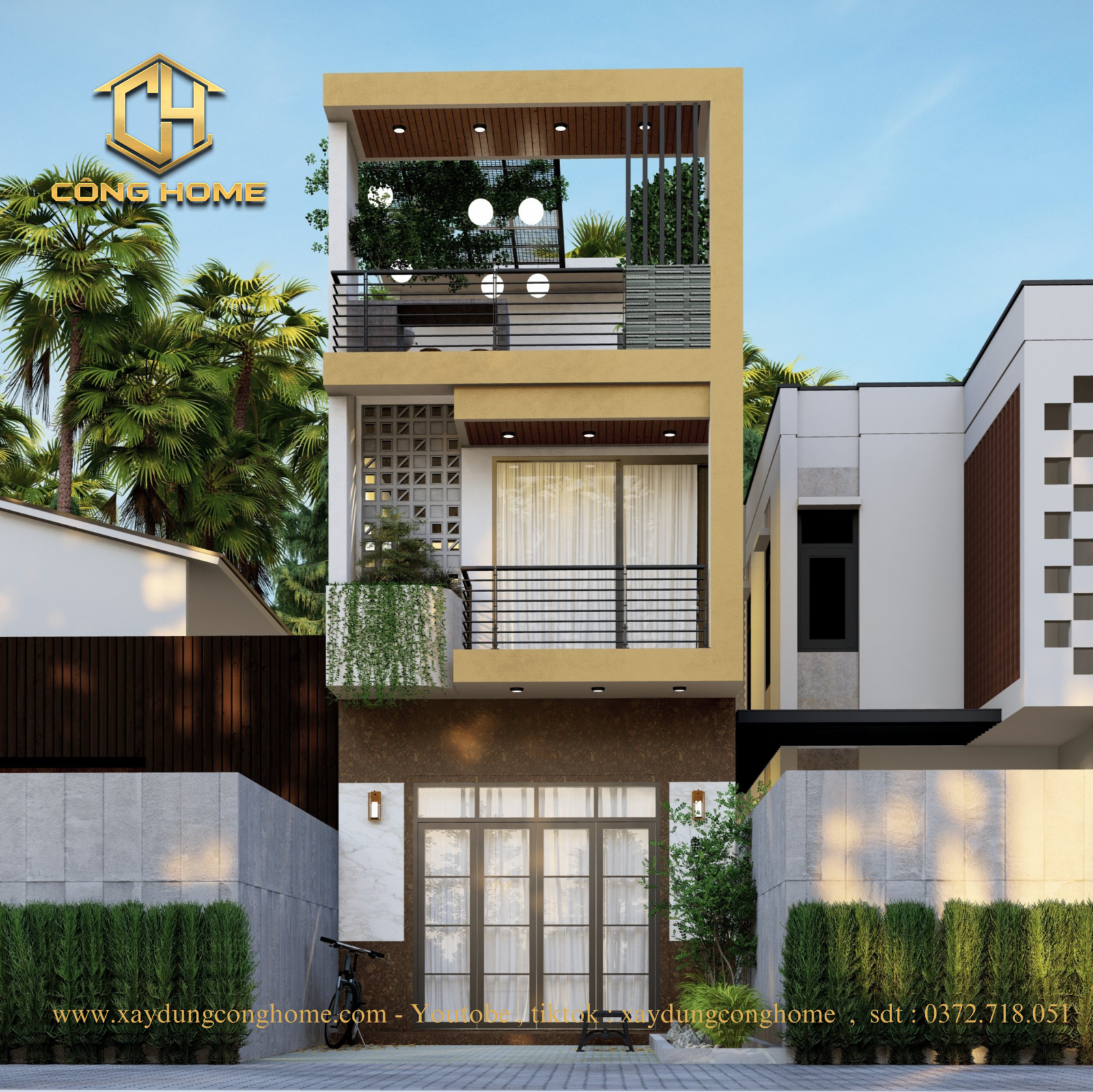 nhà phố 3 tầng hiện đại