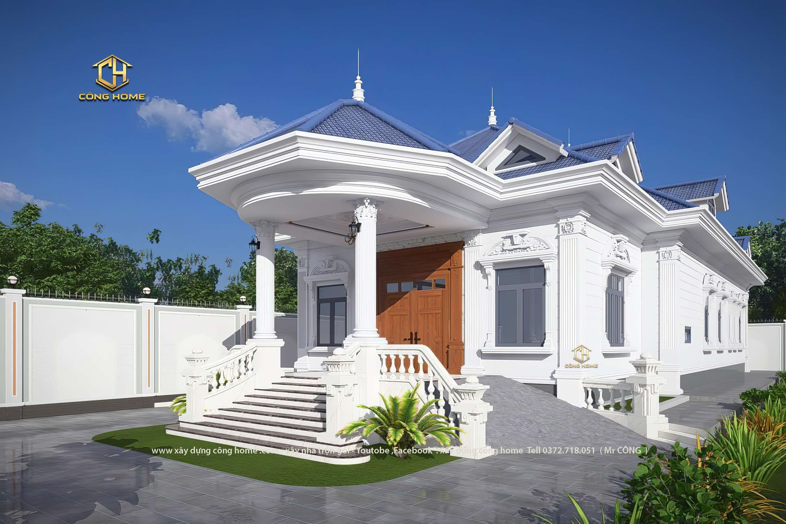 nhà vườn mái nhật 1 tầng 