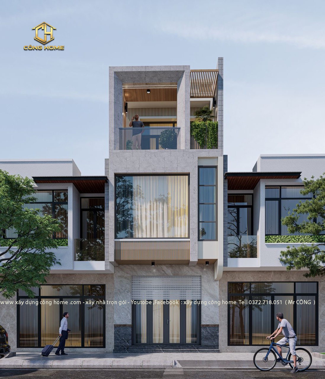 nhà phố 3 tầng hiện đại