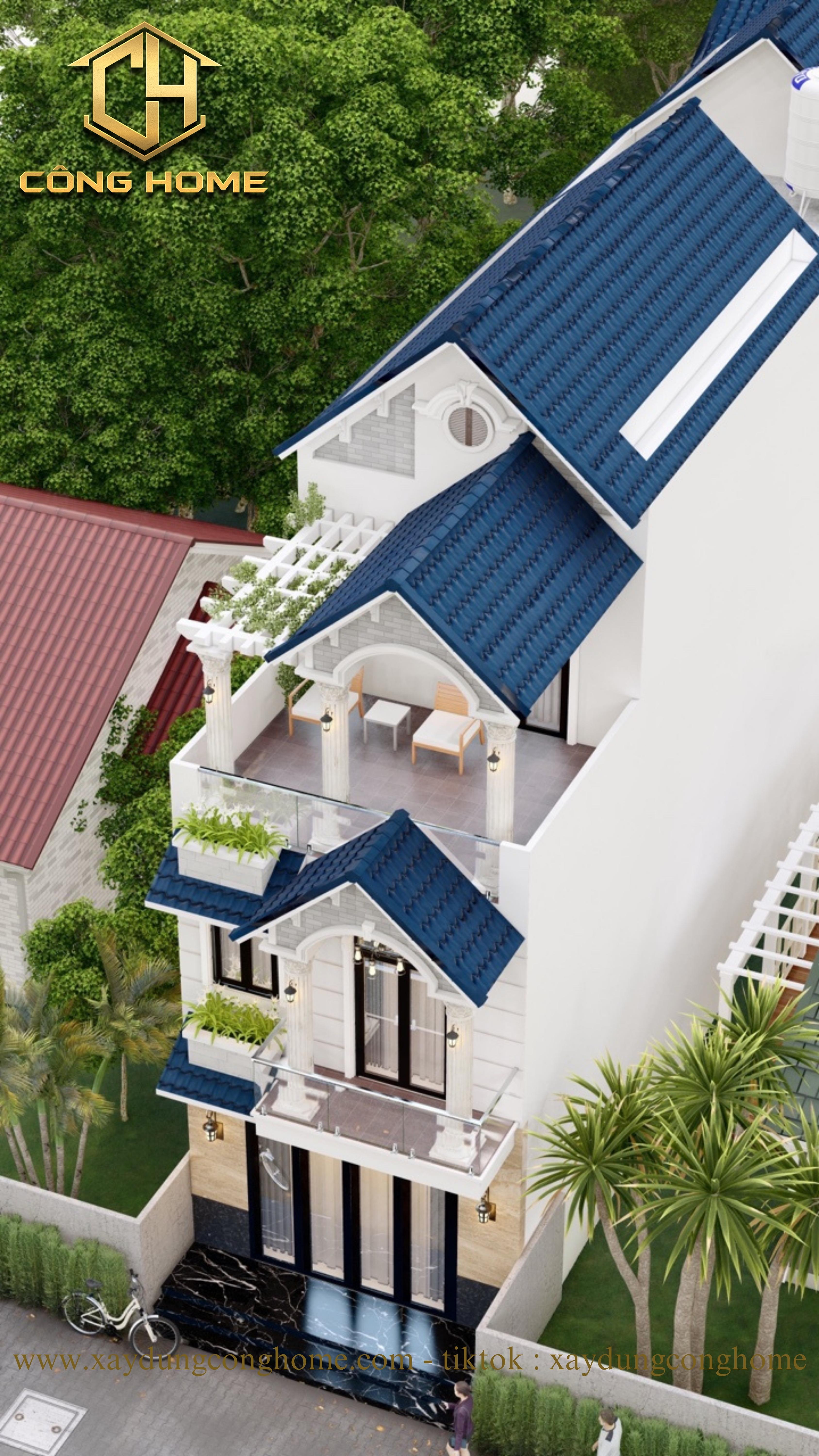 nhà mái thái hiện đại 3 tầng