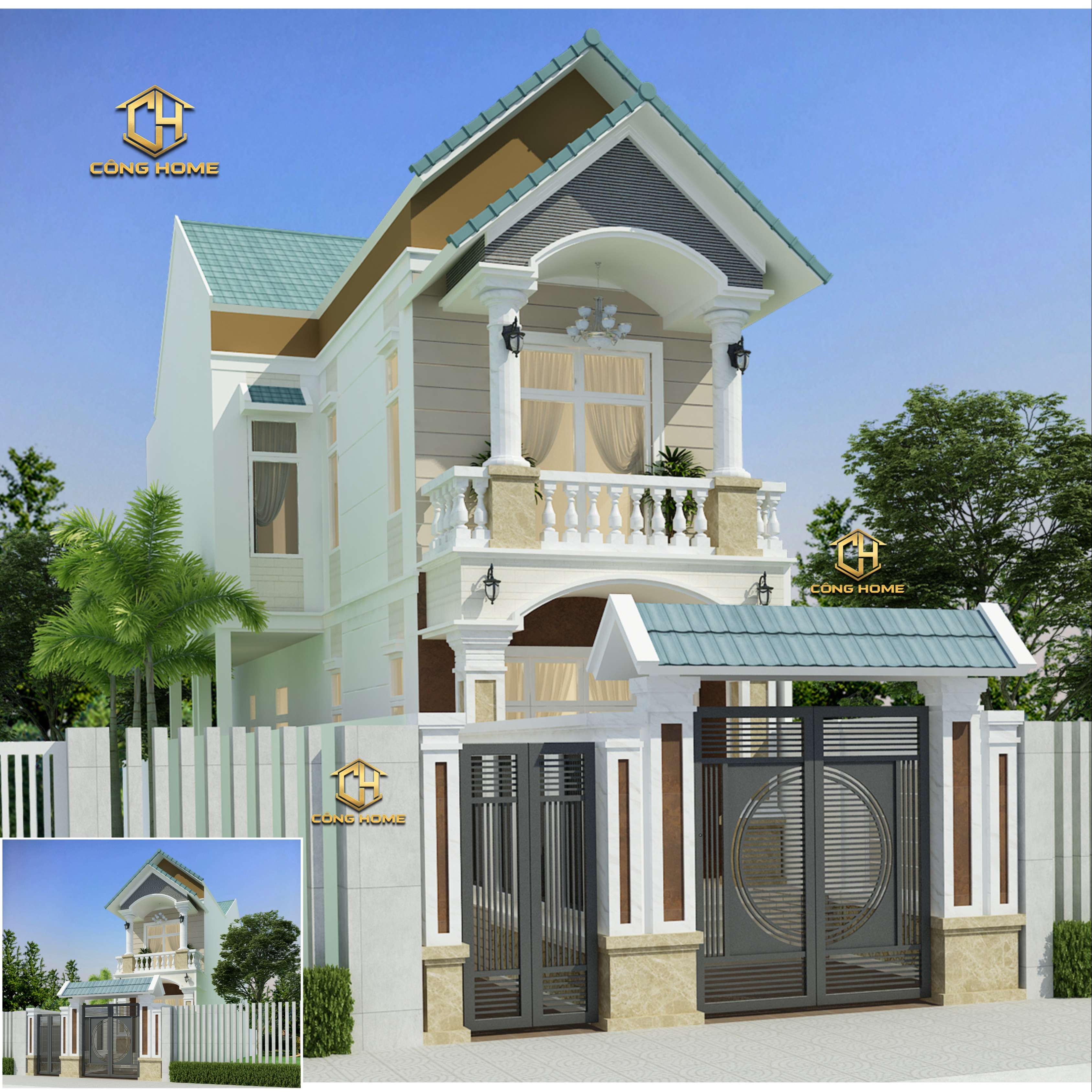 nhà mái thái 2 tầng