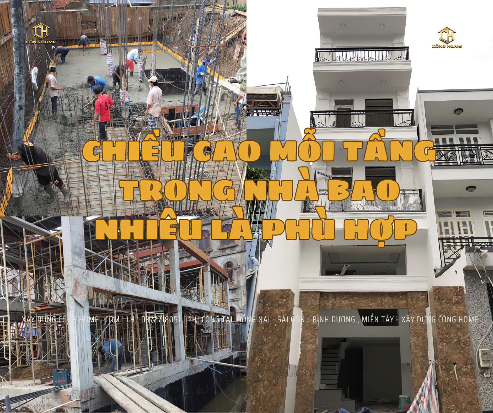 chiều cao mỗi tầng trong nhà 