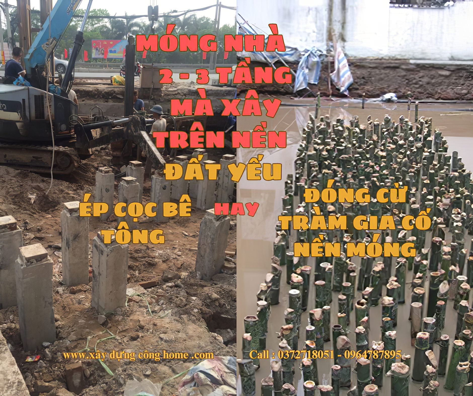 ép cọc hay đóng cừ tràm sẽ tốt hơn 