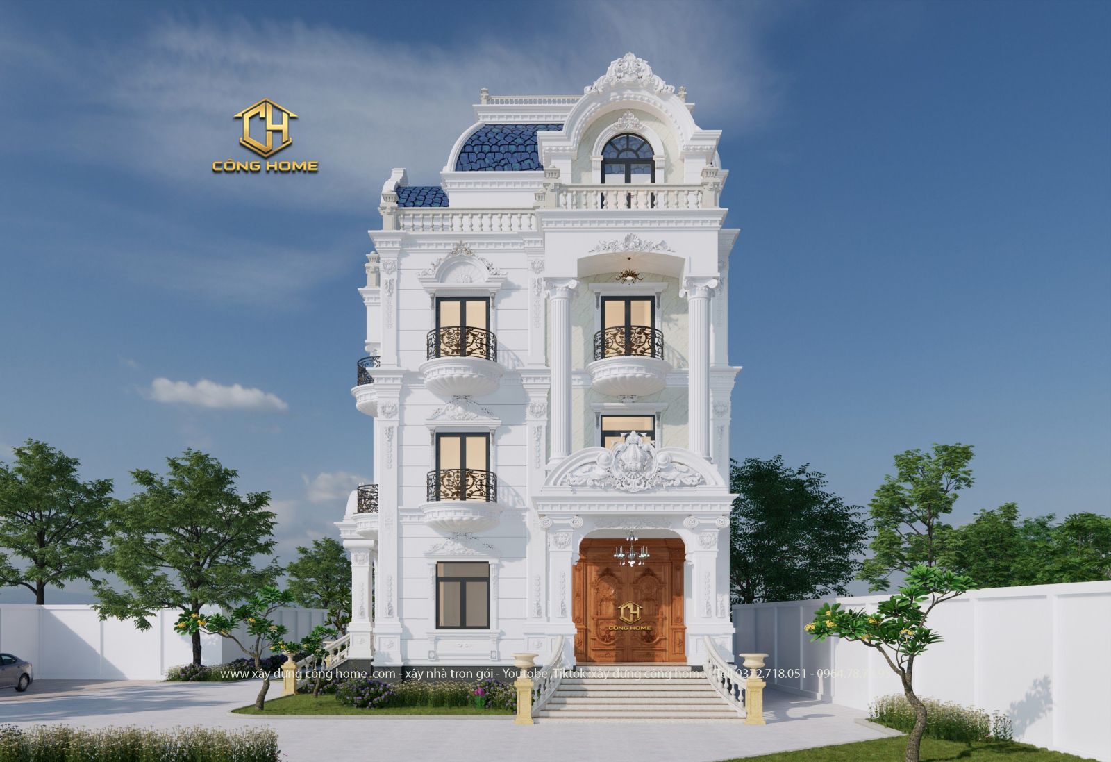 biệt thự 4 mặt tiền 4 tầng 