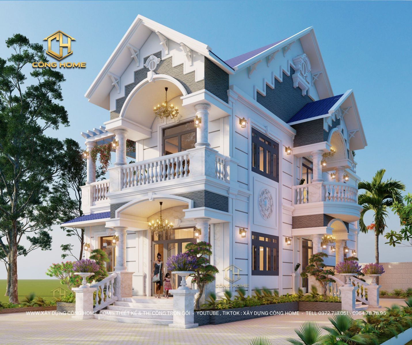 biệt thự mái thái 2 tầng 2 mặt tiền 