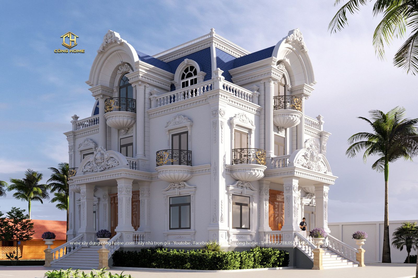 biệt thự 3 tầng 3 mặt tiền 