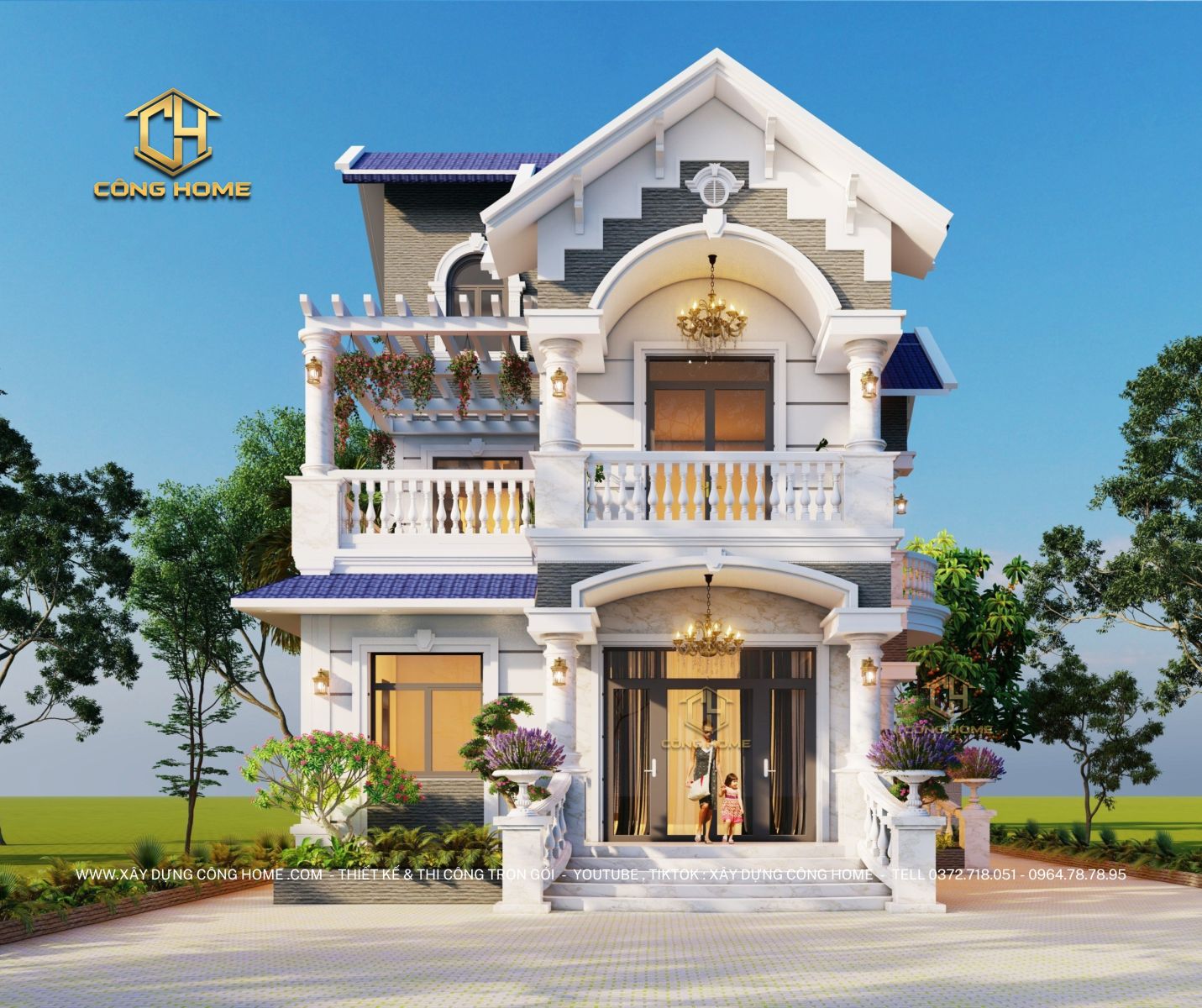 biệt thự mái thái 2 tầng 2 mặt tiền 