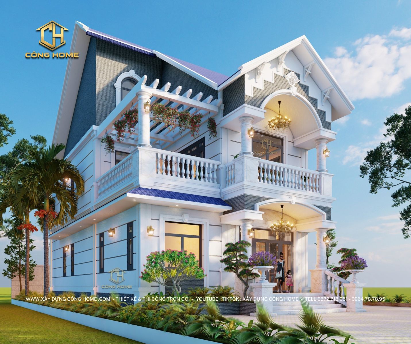 biệt thự mái thái 2 tầng 2 mặt tiền 