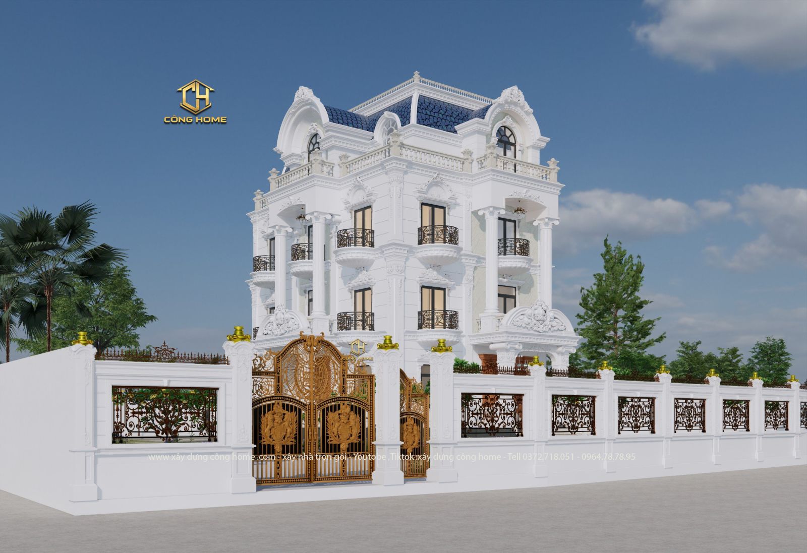 biệt thự 4 mặt tiền 4 tầng 