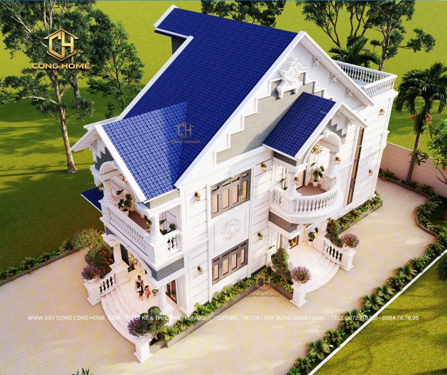 biệt thự mái thái 2 tầng 2 mặt tiền 
