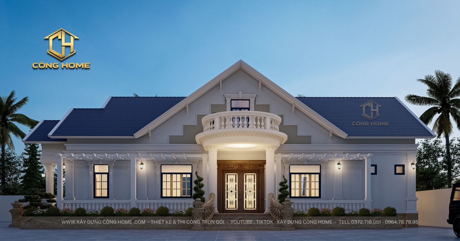 biệt thự vườn mái thái tân cổ điển 