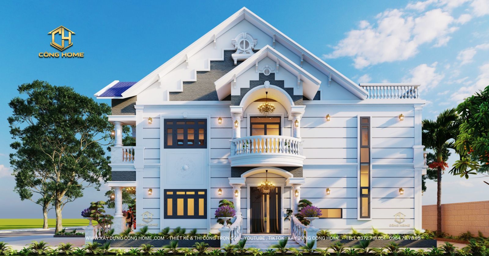 biệt thự mái thái 2 tầng 2 mặt tiền 