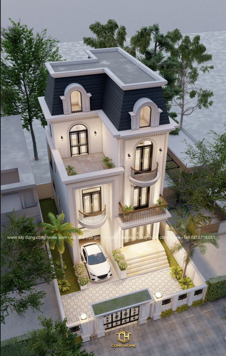 biệt thự tân cổ điển 5 tầng ngang 8m dài 20m