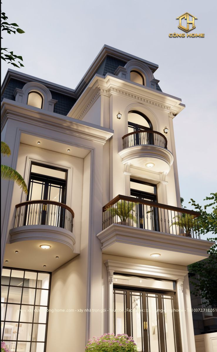biệt thự tân cổ điển 5 tầng ngang 8m dài 20m