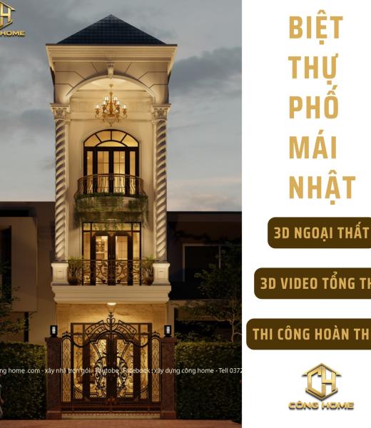BIỆT THỰ PHỐ 3 TẦNG T&Acirc;N CỔ ĐIỂN 5x20m M&aacute;i Nhật 