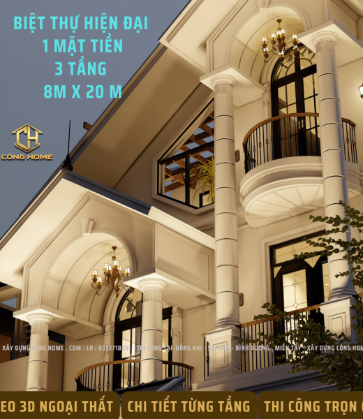 BIỆT THỰ PHỐ M&Aacute;I TH&Aacute;I 3 TẦNG 7.5 x 18 ( m )