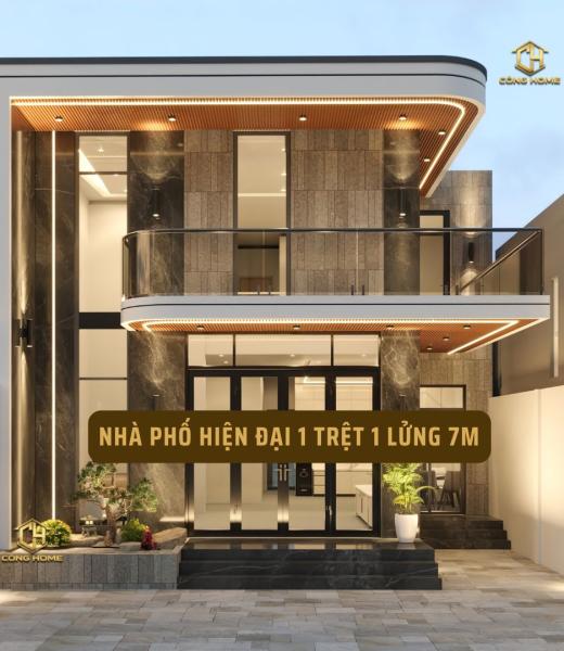 Villa hiện đại 8m 1 trệt 1 lửng 