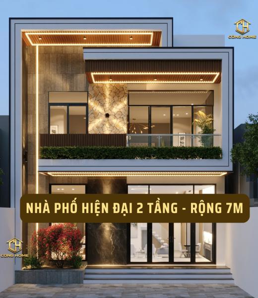 Nh&agrave; phố hiện đại mặt tiền 7m - 2 tầng 