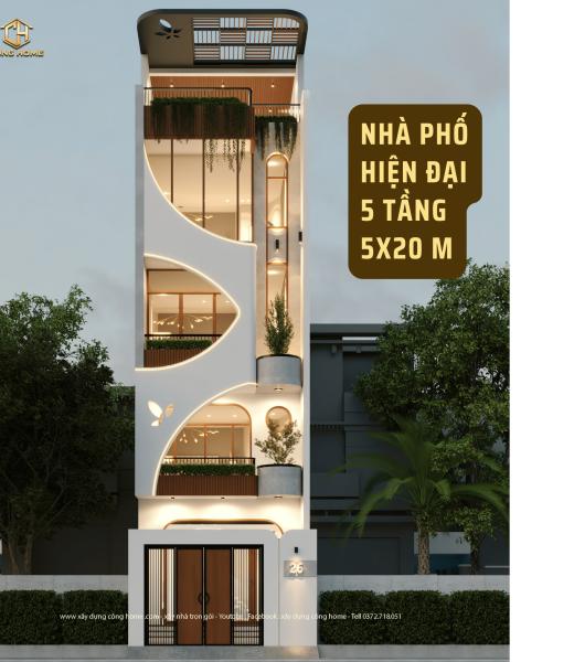 Nh&agrave; ống hiện đại 5 tầng - mặt tiền 5x 20m