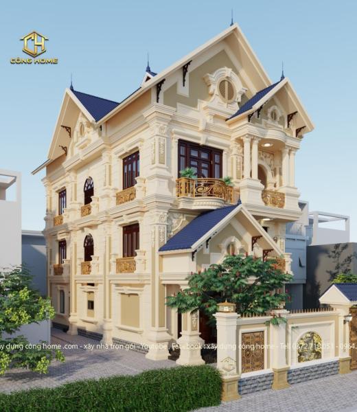 Biệt Thự m&aacute;i th&aacute;i 3 tầng 