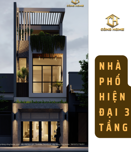 Nh&agrave; phố 3 tầng hiện đại  5m 