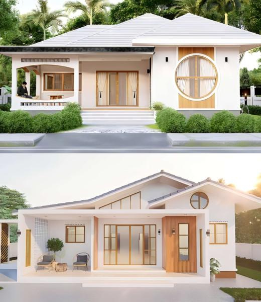 C&aacute;c mẫu nh&agrave; vườn 1 tầng m&aacute;i nhật , m&aacute;i th&aacute;i 