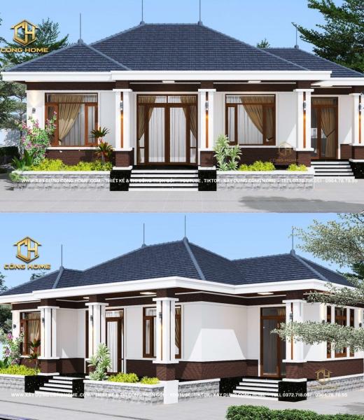 Biệt thự vườn 1 tầng m&aacute;i nhật tại B&igrave;nh Dương 