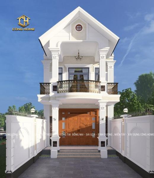 Nh&agrave; phố 2 tầng m&aacute;i th&aacute;i mặt tiền 5m 
